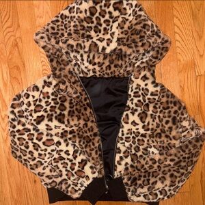 Leopard Print Faux Fur Jacket